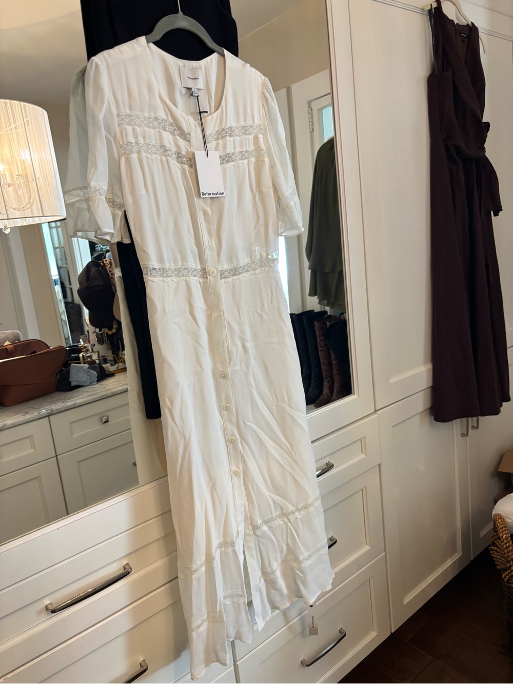 Reformation Cream Lace Dress - CURRENT SEASON